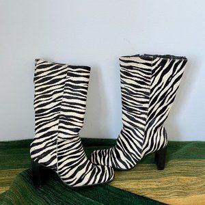 Zebra Leather Boots
